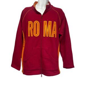 Roma Full Zip Track Warmup Sweatshirt Red Jacket Mens Soccer Italy Size XL